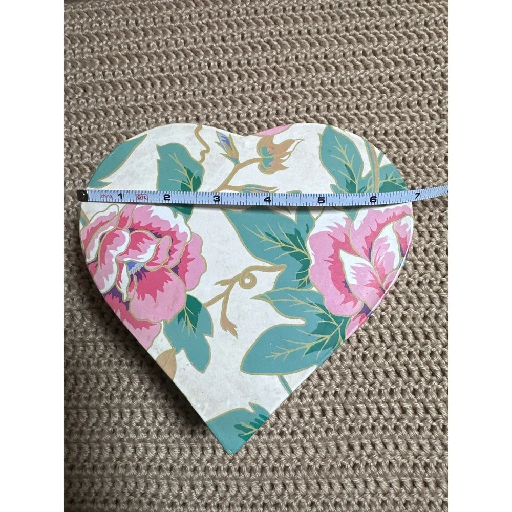 Vintage Floral Heart Shaped Decorative Storage Gift Box Pink Rose Cottagecore